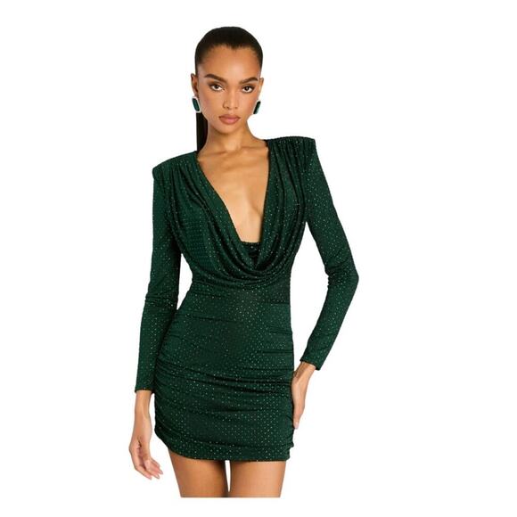 NWT Retrofete Embellished Alpine Mini Dress in Green Pine Size Small - Picture 5 of 13